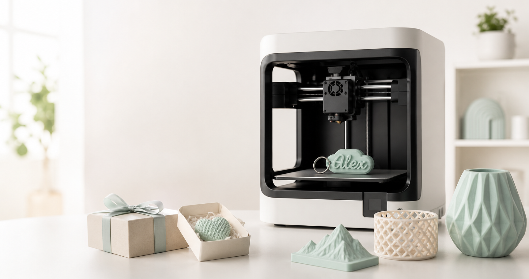Desktop 3D printer producing custom gift items